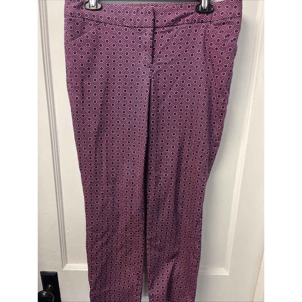 LAUNDRY by Shelli Segal Slacks Pink With Navy Blue Designs, Stunning Size 10